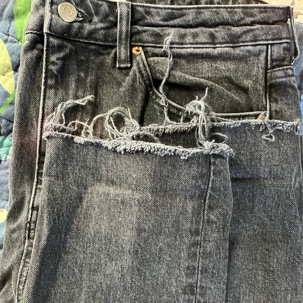 Topshop Mid-Rise Straight Jeans with Raw Hems - Picture 3 of 4